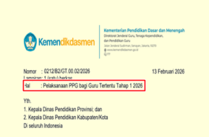Surat Edaran Pelaksanaan PPG Bagi Guru Tertentu Tahun 2026 Tahap 1