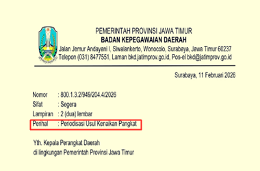 Surat Edaran Periode Usul Kenaikan Pangkat PNS 2026