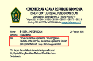 Surat Edaran Penyaluran BOP RA dan BOS Madrasah Tahap 1 Tahun 2026