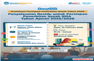 Surat Edaran Webinar Sosialisasi Penyelesaian Residu di Verval PD Untuk Persiapan Penerbitan E-Ijazah Siswa Lulusan Tahun 2026!