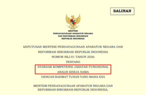Kepmen PANRB Nomor SKJ.01 TAHUN 2026 tentang Standar Kompetensi Jabatan Fungsional Analis Kerja Sama