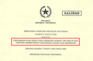 Perpres Nomor 6 Tahun 2026 tentang Kementerian Pendidikan Dasar dan Menengah (Kemendikdasmen)