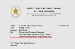 Penawaran Beasiswa Pendidikan Gelar Pemerintah Thailand 2026