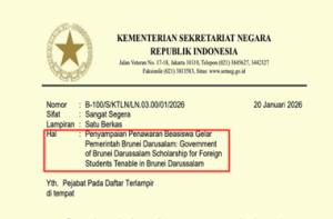 Penawaran Beasiswa Gelar Pemerintah Brunei Darusalam 2026