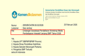 Surat Edaran Pemberitahuan Pendaftaran Workshop Media Pembelajaran Interaktif Jenjang SMP Tahun 2026
