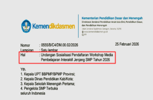 Undangan Sosialisasi Pendaftaran Workshop Media Pembelajaran Interaktif Jenjang SMP Tahun 2026