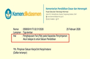 Surat Edaran Penghapusan File pada Kapasitas Penyimpanan Akun belajar.id Tahun 2026