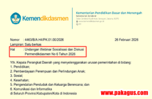 Undangan Webinar Sosialisasi dan Diskusi Permendikdasmen Nomor 6 Tahun 2026