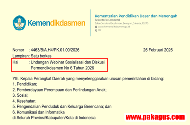 Undangan Webinar Sosialisasi dan Diskusi Permendikdasmen Nomor 6 Tahun 2026