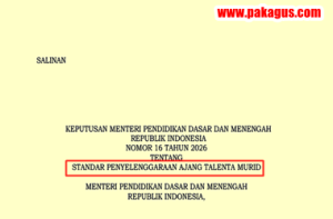 Kepmendikdasmen Nomor 16 Tahun Tahun 2026 tentang Standar Penyelenggaraan Ajang Talenta Murid