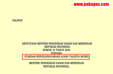 Kepmendikdasmen Nomor 16 Tahun Tahun 2026 tentang Standar Penyelenggaraan Ajang Talenta Murid