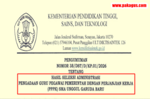 Pengumuman Hasil Seleksi Administrasi Seleksi Guru PPPK SMA Unggul Garuda Tahun 2026