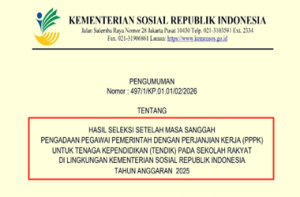 Pengumuman Hasil Seleksi Setelah Masa Sanggah PPPK Tendik Sekolah Rakyat TA 2025