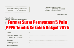 Format Surat Penyataan 5 Poin PPPK Tendik Sekolah Rakyat Tahun Anggaran 2025