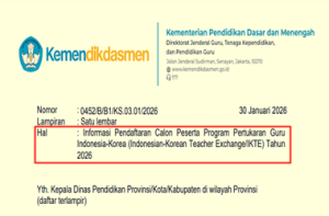 Surat Edaran Pendaftaran Program Pertukaran Guru Indonesia-Korea 2026