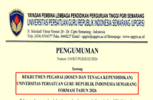 Pengumuman Rekrutmen Dosen dan Tendik UPGRIS Tahun 2026