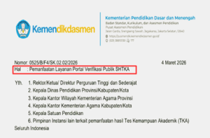 Surat Edaran Pemanfaatan Layanan Portal Verifikasi Publik SHTKA