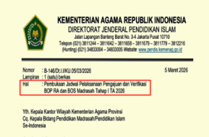 SE Perpanjangan Jadwal Pengajuan dan Verifikasi BOP RA dan BOS Madrasah Tahap 1 Tahun 2026
