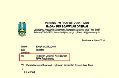 Surat Edaran Perbaikan Dokumen Kepegawaian PPPK Paruh Waktu 2026