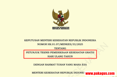 Kepmenkes Nomor HK.01.07/MENKES/33/2025 tentang Juknis Pemeriksaan Kesehatan Gratis Hari Ulang Tahun