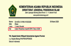 Surat Edaran Calon Penerima Insentif Guru PAI Non ASN 2026