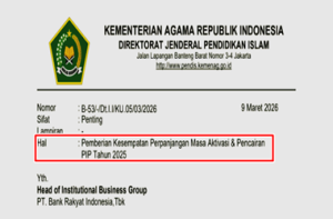 Surat Edaran Pemberian Kesempatan Perpanjangan Masa Aktivasi dan Pencairan PIP Tahun 2025