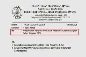 Pengumuman Penerima Pendanaan Penelitian Multitahun Lanjutan 2026
