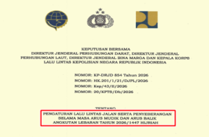 SKB Pengaturan Lalu Lintas Jalan dan Penyeberangan pada Masa Arus Mudik dan Arus Balik Lebaran 2026