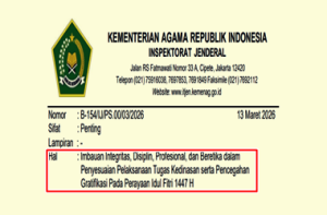 Surat Edaran Imbauan Pencegahan Gratifikasi pada Idul Fitri 2026