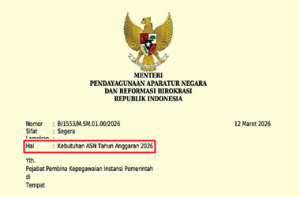 Surat Edaran Menteri PANRB Nomor B/1553/M.SM.01.00/2026 tentang Kebutuhan ASN Tahun 2026