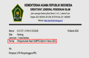 Surat Edaran Pengumuman Hasil UKMPPG Batch-4 Tahun 2025