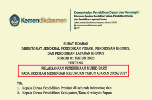 Surat Edaran Pelaksanaan SPMB SMK Tahun Ajaran 2026/2027
