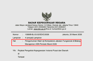 Pengumuman Hasil Uji Kompetensi Jabatan Fungsional di Bidang Manajemen ASN Periode Maret 2026