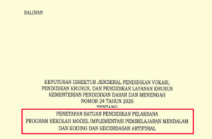 SK Penetapan Sekolah Model Implementasi PM dan KKA Jenjang SMK SLB SKB PKBM