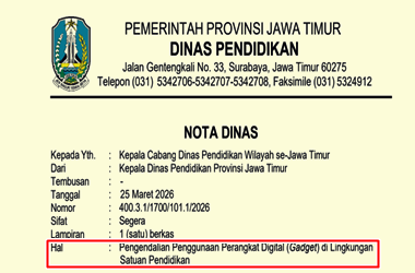 Surat Edaran Ketentuan Penggunaan HP di Sekolah