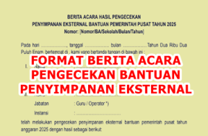 Format Berita Acara Hasil Pengecekan Penyimpanan Eksternal Bantuan Digitalisasi Pembelajaran