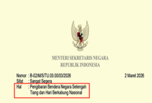 Surat Edaran Pengibaran Bendera Negara Setengah Tiang dan Hari Berkabung Nasional 2026
