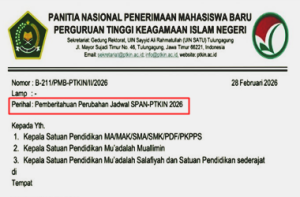 Surat Edaran Perpanjangan Waktu Pendaftaran SPAN PTKIN Tahun 2026