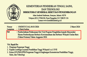 Surat Edaran Pemberitahuan Site Visit Program Pengabdian kepada Masyarakat Tahun 2026