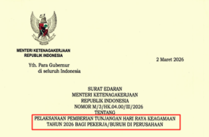 Surat Edaran Menteri Ketenagakerjaan tentang Pemberian THR 2026 Bagi Pekerja/Buruh di Perusahaan