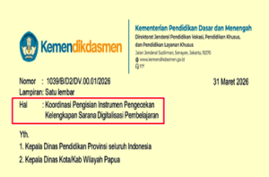 Surat Undangan Koordinasi Pengisian Instrumen Pengecekan Kelengkapan Sarana Digitalisasi Pembelajaran