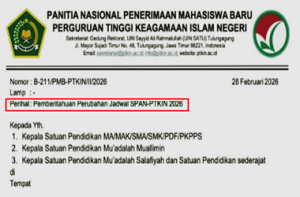 Surat Edaran Perpanjangan Waktu Pendaftaran SPAN PTKIN 2026