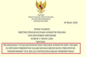 SE Menteri PANRB Nomor 3 Tahun 2026 tentang Tugas Kedinasan ASN Dalam Rangka Percepatan Tata Kelola Pemerintahan