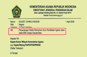 Surat Edaran Perpanjangan Waktu Rekrutmen Guru PAI pada SMA Unggul Garuda Baru