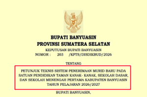 Juknis SPMB Tahun Ajaran 2026/2027 Kabupaten Banyuasin