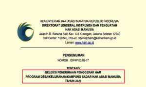 Pengumuman Seleksi Penerimaan Penggerak HAM Tahun 2026